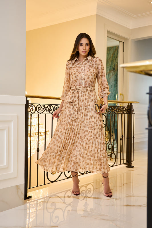 VESTIDO LUZIA FAZZOLLI CHIFFON PLISSADO ESTAMPADO