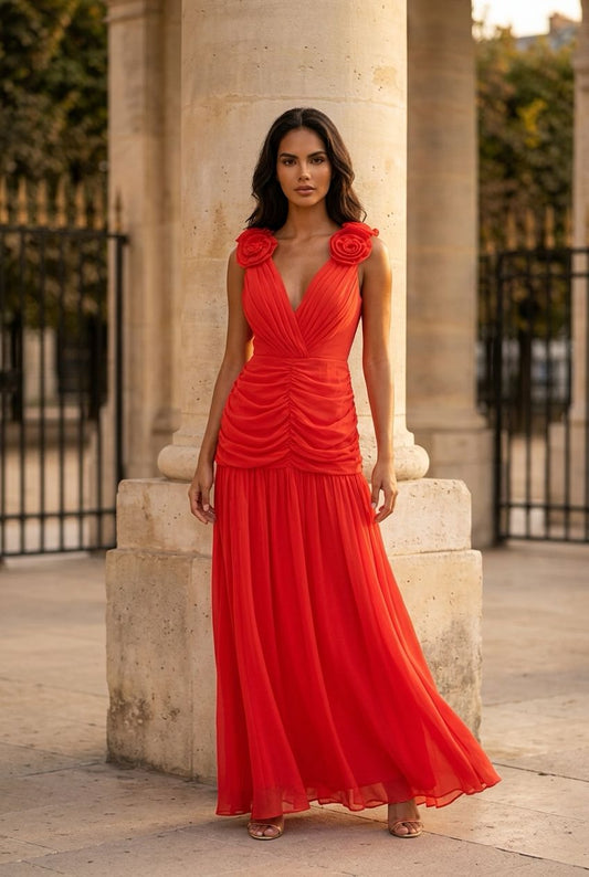 VESTIDO SRBRAND DRAPEADO LARANJA