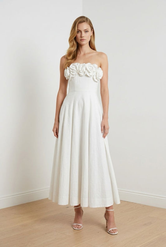 VESTIDO AVE RARA MIDI HIPER NICE OFF WHITE