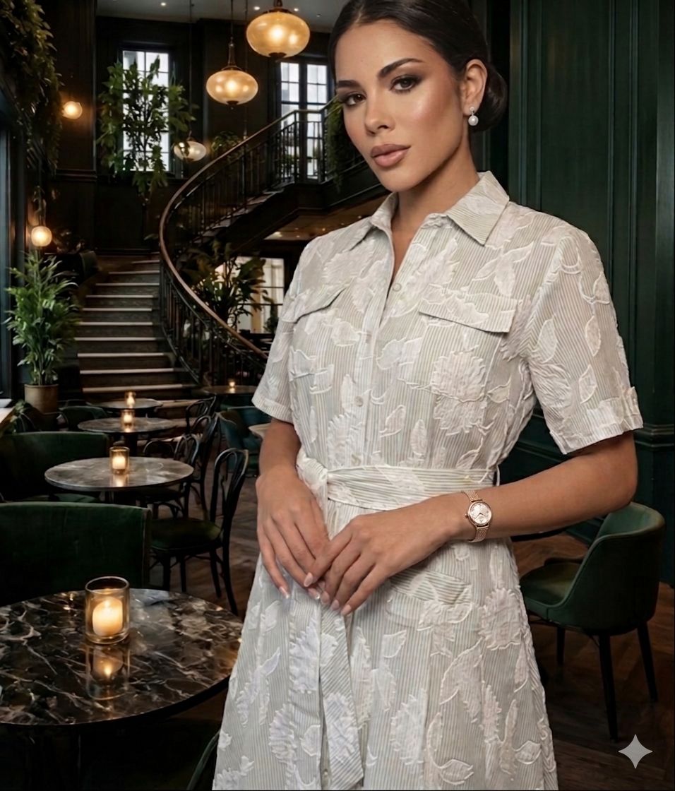 VESTIDO LUZIA FAZZOLLI VOIL BORDADO LISTRA VERDE