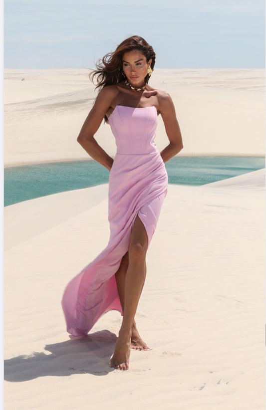 VESTIDO AMICCI FENDA ENVELOPE ROSA
