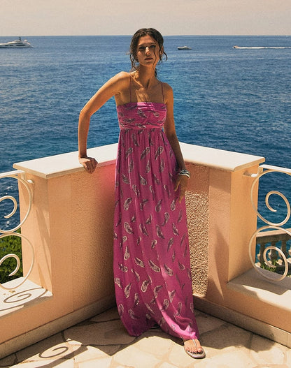 VESTIDO AMISSIMA LONGO PALOMA ROXO