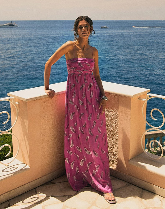 VESTIDO AMISSIMA LONGO PALOMA ROXO