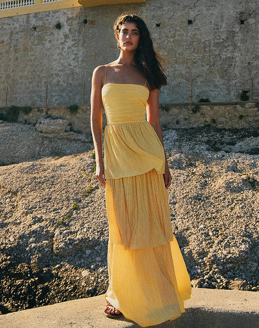 VESTIDO AMISSIMA LONGO NIELE AMARELO