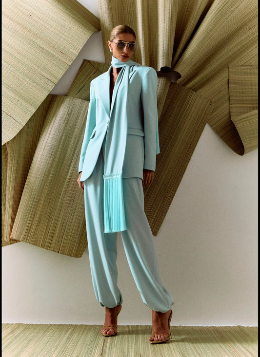 CONJUNTO CLOSET DELUXE ALF.BLAZER C ECHARPE FRANJA