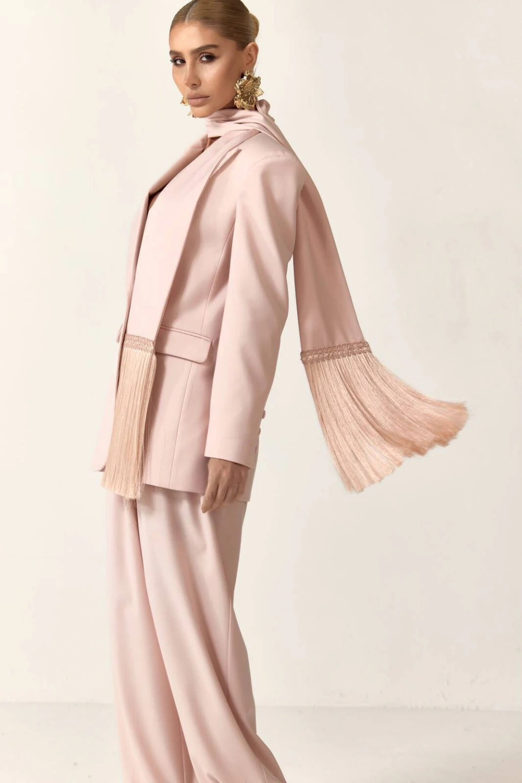 CONJUNTO CLOSET DELUXE ALF.BLAZER C ECHARPE FRANJA