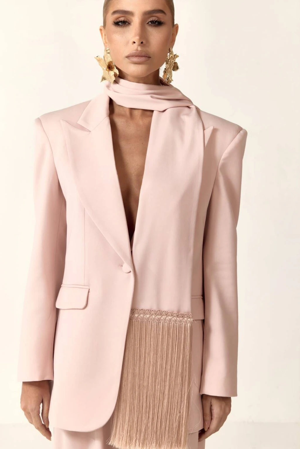 CONJUNTO CLOSET DELUXE ALF.BLAZER C ECHARPE FRANJA