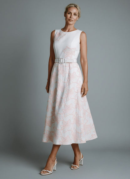 VESTIDO LUZIA FAZZOLLI LINHO BORDADO ROSA CLARO