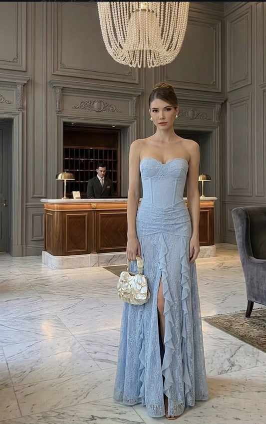 VESTIDO AVE RARA LONGO LEVEZA AZUL BEBE