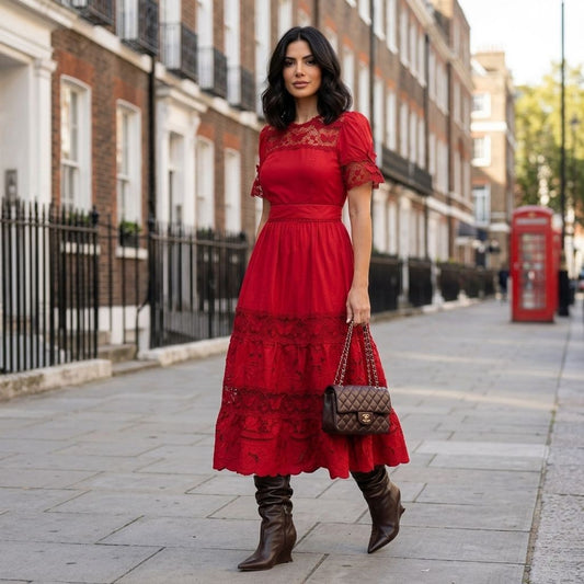 VESTIDO LUZIA FAZZOLLI LAISE C ENTREMEIO VERMELHO