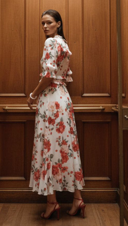 Vestido luzia fazzolli tule estampado c nesgas