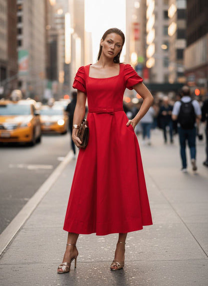 Vestido luzia fazzolli alfaiataria c nesgas vermelho