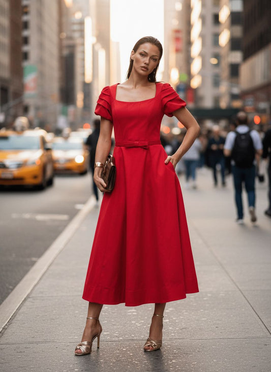 Vestido luzia fazzolli alfaiataria c nesgas vermelho