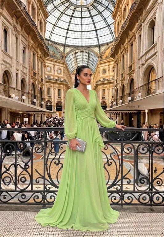 VESTIDO AVE RARA DRAPEADO HARMONY VERDE BEBE