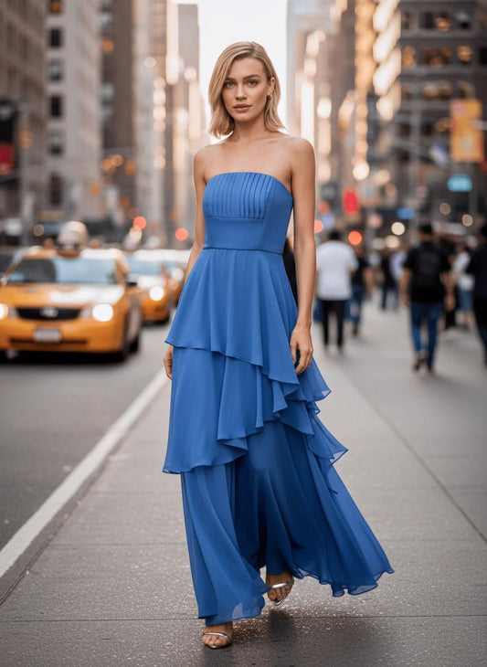 VESTIDO AVE RARA LONGO BRENA AZUL