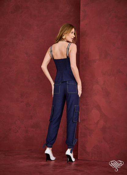 CONJUNTO ARTSY FRANCINE AZUL MARINHO