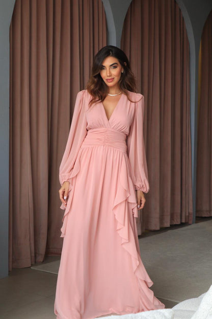 VESTIDO AVE RARA DRAPEADO HARMONY ROSA