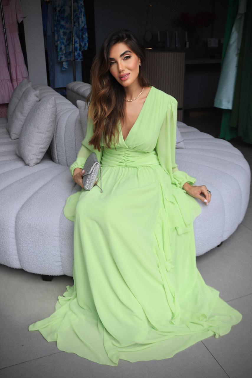 VESTIDO AVE RARA DRAPEADO HARMONY VERDE BEBE