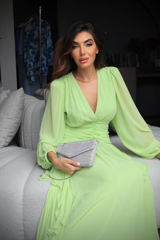 VESTIDO AVE RARA DRAPEADO HARMONY VERDE BEBE