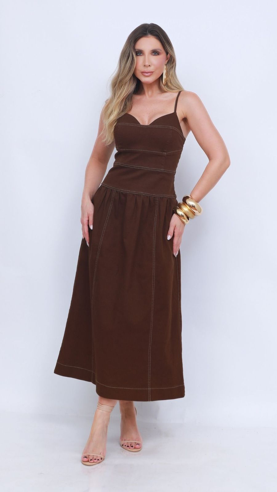 VESTIDO ANAMÊS JOSIANE MARROM