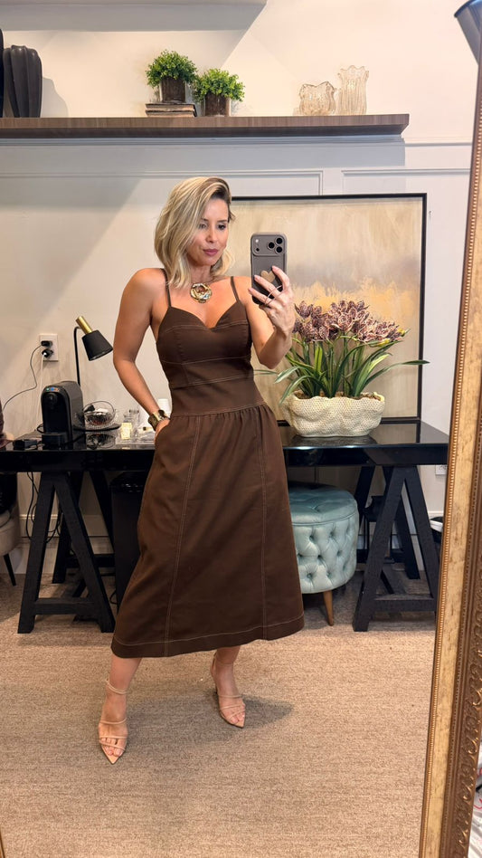 VESTIDO ANAMÊS JOSIANE MARROM