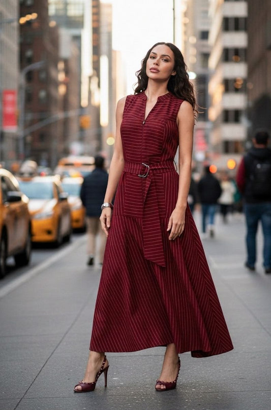 VESTIDO ARTSY LONGO ANITA MARSALA