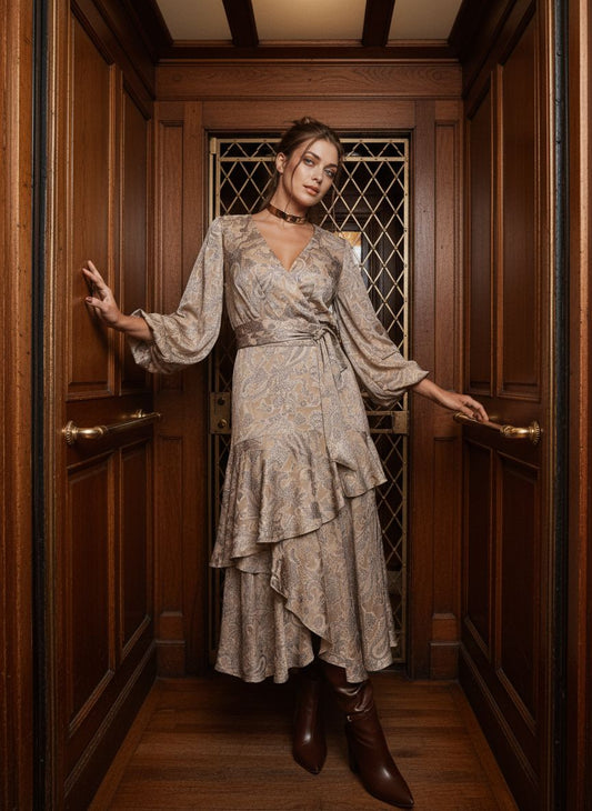 VESTIDO LUZIA FAZZOLLI ORGANZA CHEMISIER ESTAMPADO