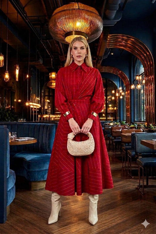 VESTIDO LUZIA FAZZOLLI XADREZ C AMARRAÇÃO VERM ESC