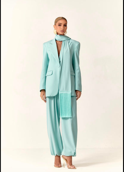 CONJUNTO CLOSET DELUXE ALF.BLAZER C ECHARPE FRANJA