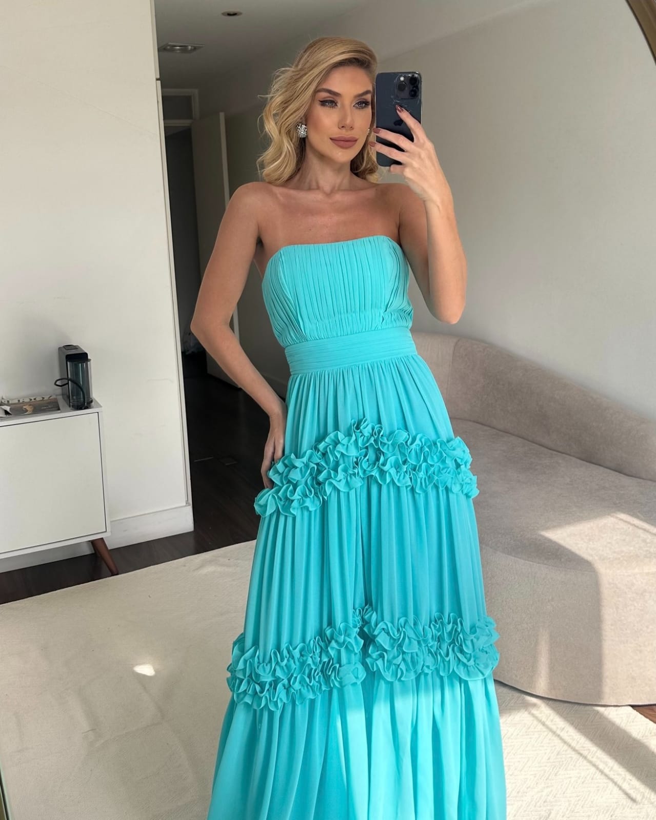 Vestido D'Teliê Silvia Azul Piscina