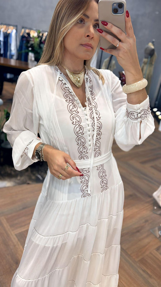 Vestido raizz juliana off whitee bordado