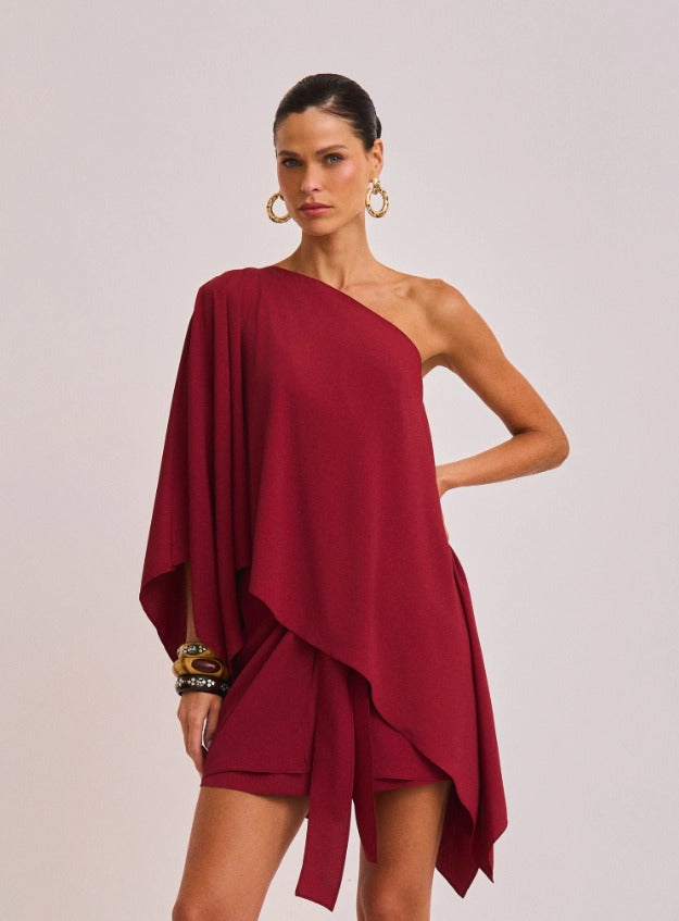 Conjunto raizz vinho amplo com capa