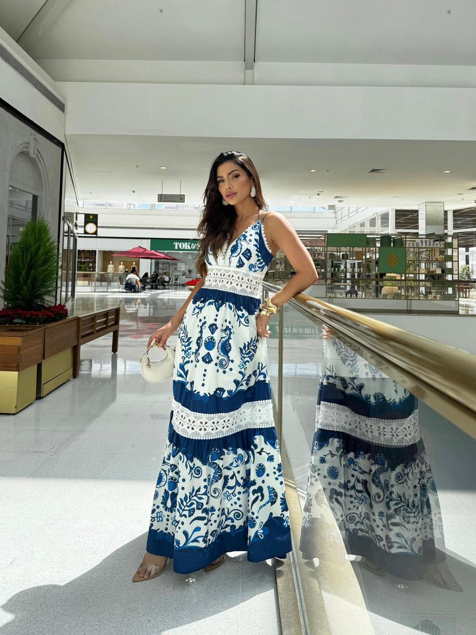 Vestido Amarante Lenice Estampado Longo