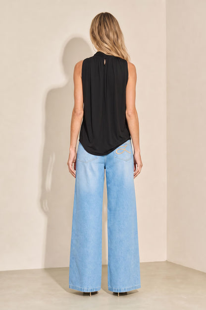 BLUSA LULEG ASSIMÉTRICA JERSEY PRETO