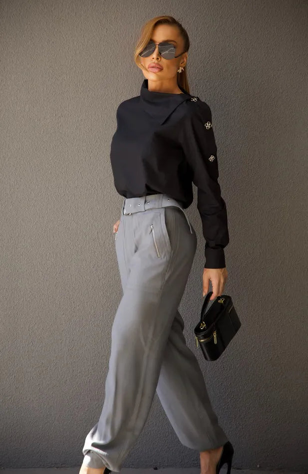 BLUSA LILY BELLE ML DETALHE PRETO