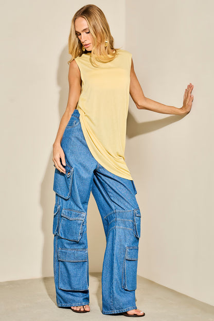 CALÇA LULEG JEANS BOLSO CARGO
