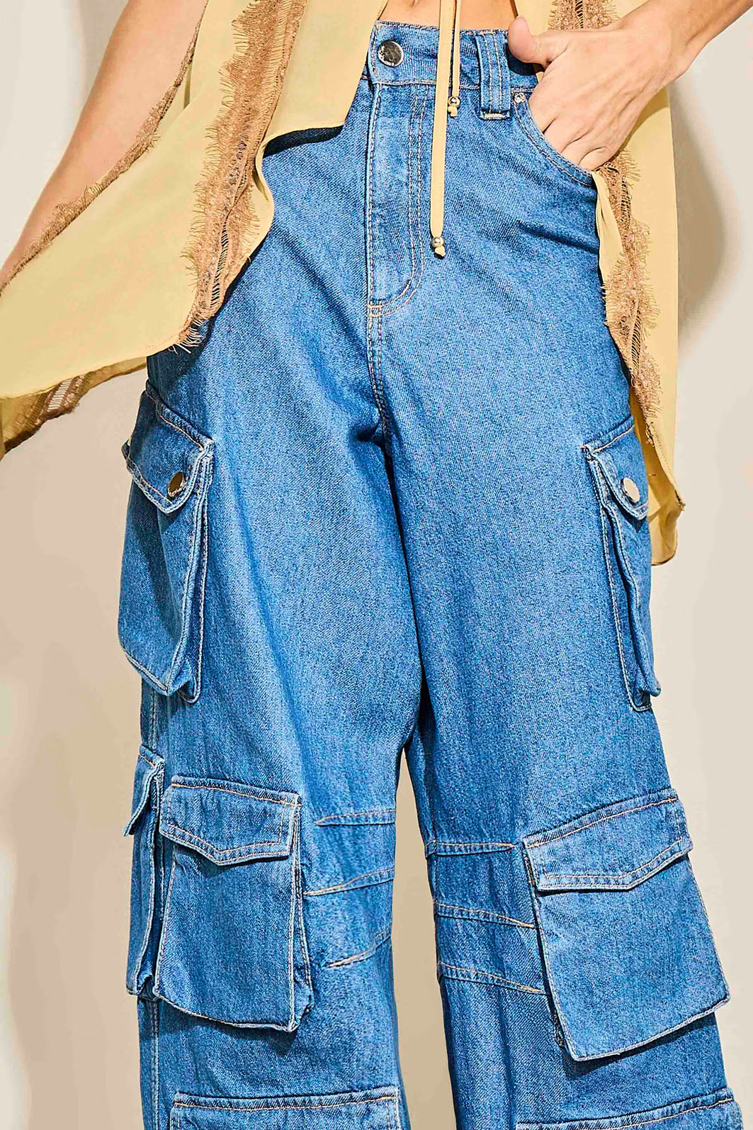 CALÇA LULEG JEANS BOLSO CARGO