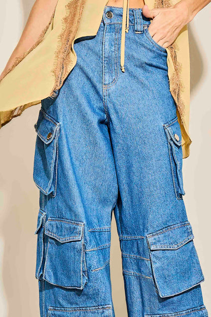 CALÇA LULEG JEANS BOLSO CARGO