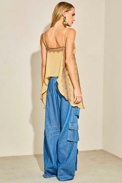 CALÇA LULEG JEANS BOLSO CARGO