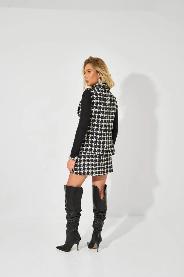 CONJUNTO LILY BELLE CL SH PIED PRETO E BRANCO