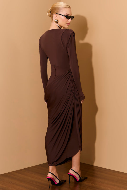 CONJUNTO LULEG SAIA DRAPEADA C BODY MARROM