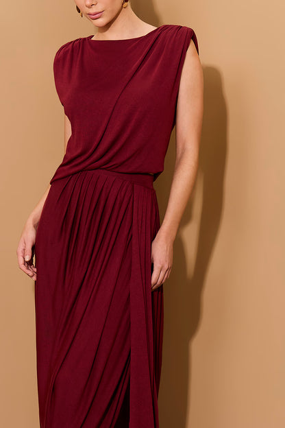 CONJUNTO LULEG SAIA E BLUSA DRAPEADO MARSALA