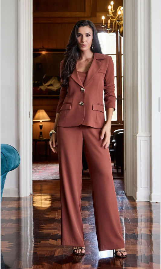 CONJUNTO LUZIA FAZZOLLI ALFAIATARIA MARROM