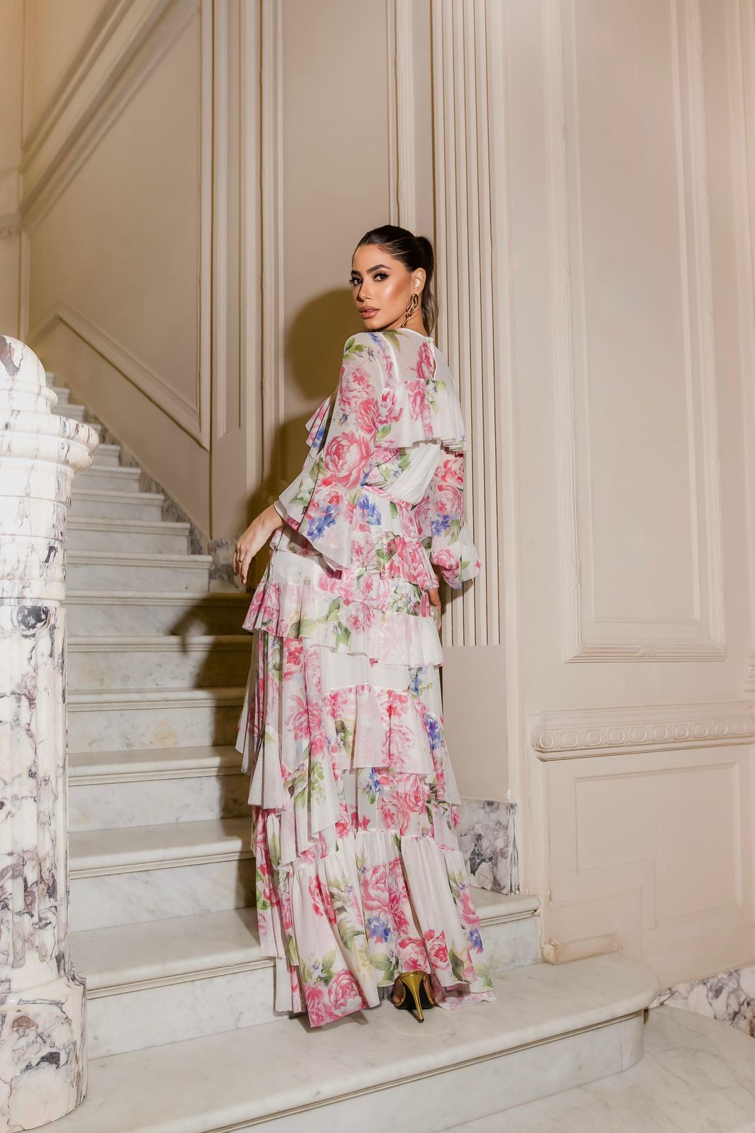 Vestido Luzia Fazzolli Tule Estampado Floral