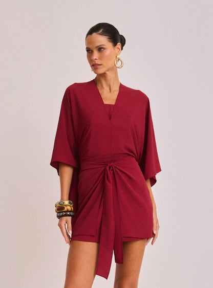 Conjunto raizz vinho amplo com capa