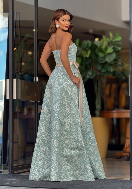 Vestido M.Rodarte Sem Alça Recortes Menta