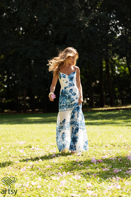 VESTIDO ARTSY ESTAMPADO AZUL MARCELA