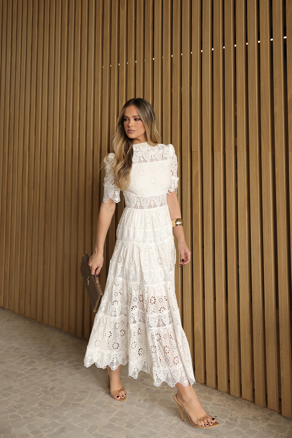 VESTIDO AVE RARA MIDI MELANIE OFF WHITE