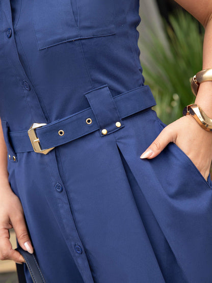 VESTIDO LUZIA FAZZOLLI SARJA C METAIS AZUL INDIGO