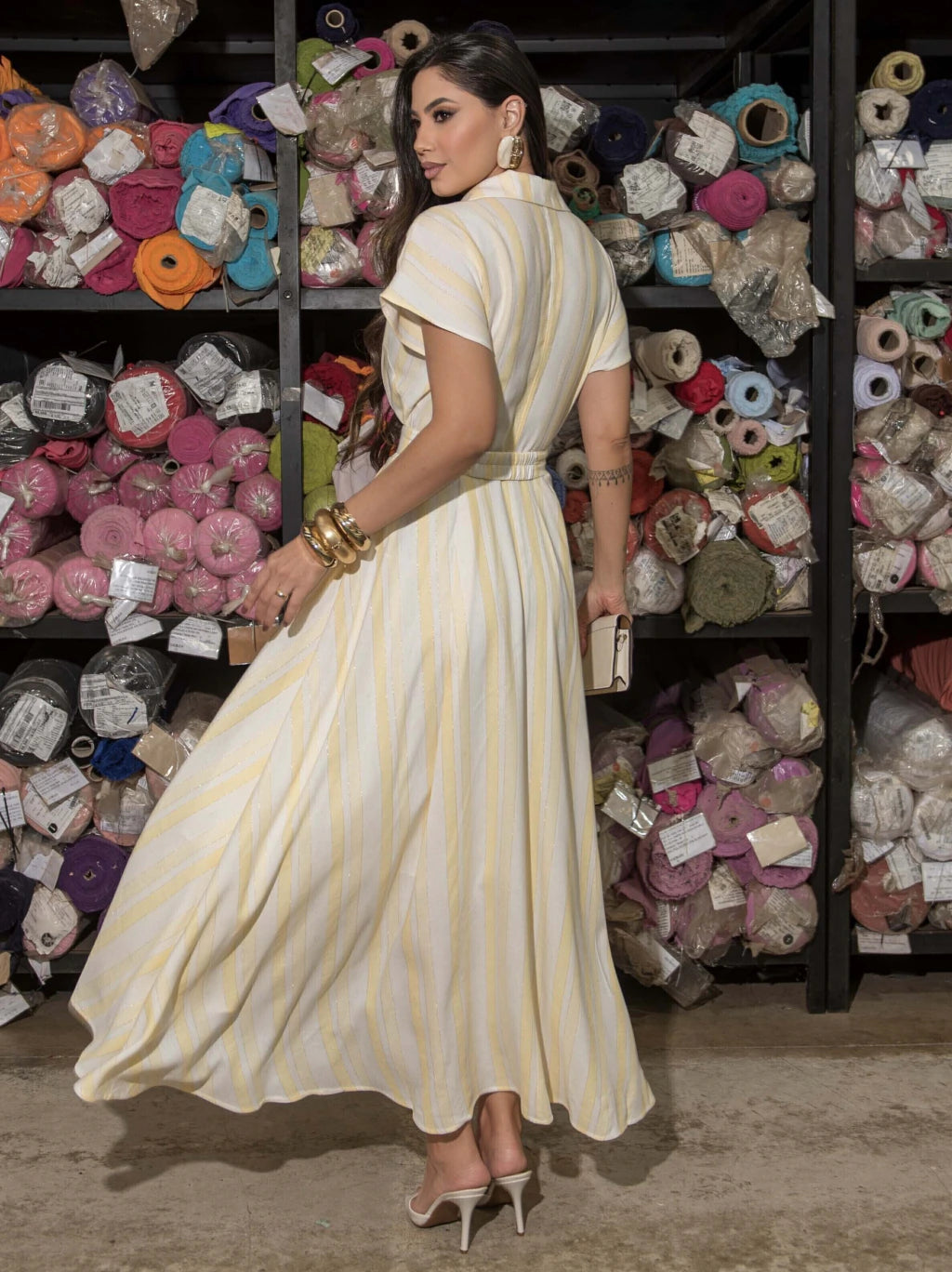 VESTIDO LUZIA FAZZOLLI CHEMISE TRICOLINE